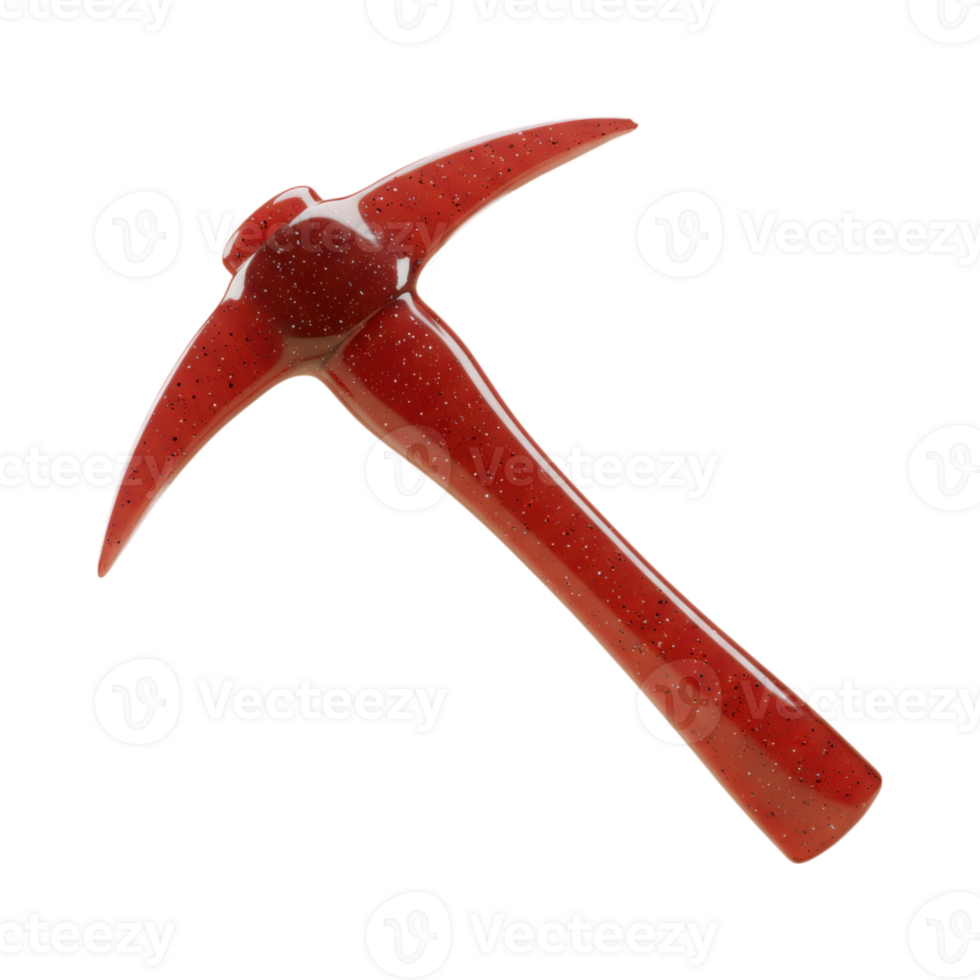 A sparkling red 3D pickaxe, a versatile tool for mining and construction png