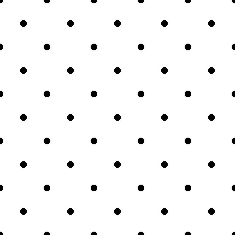 Polka dot black and white seamless pattern hand drawn illustration, decorative monochrome texture of round circles in random order, simple minimalist repeat ornament for textile, gift paper vector