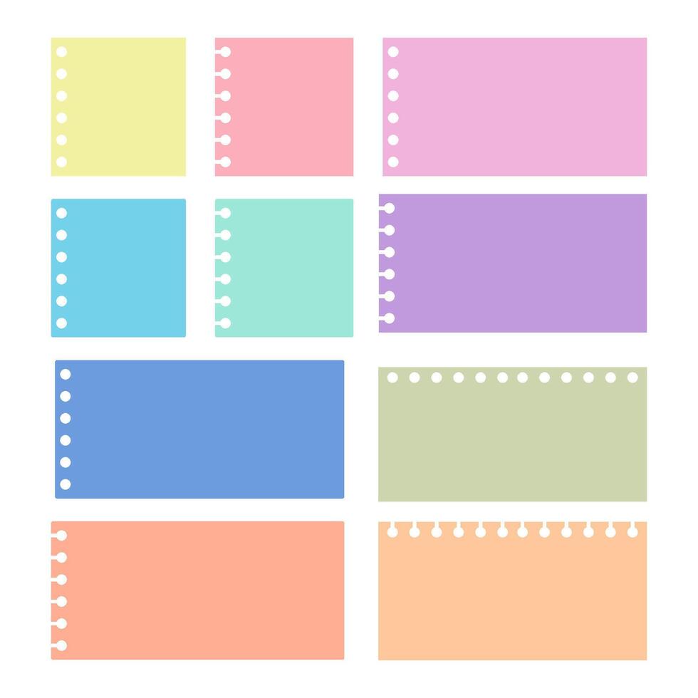 Colorful pastel spiral notebook memo sticker collection vector
