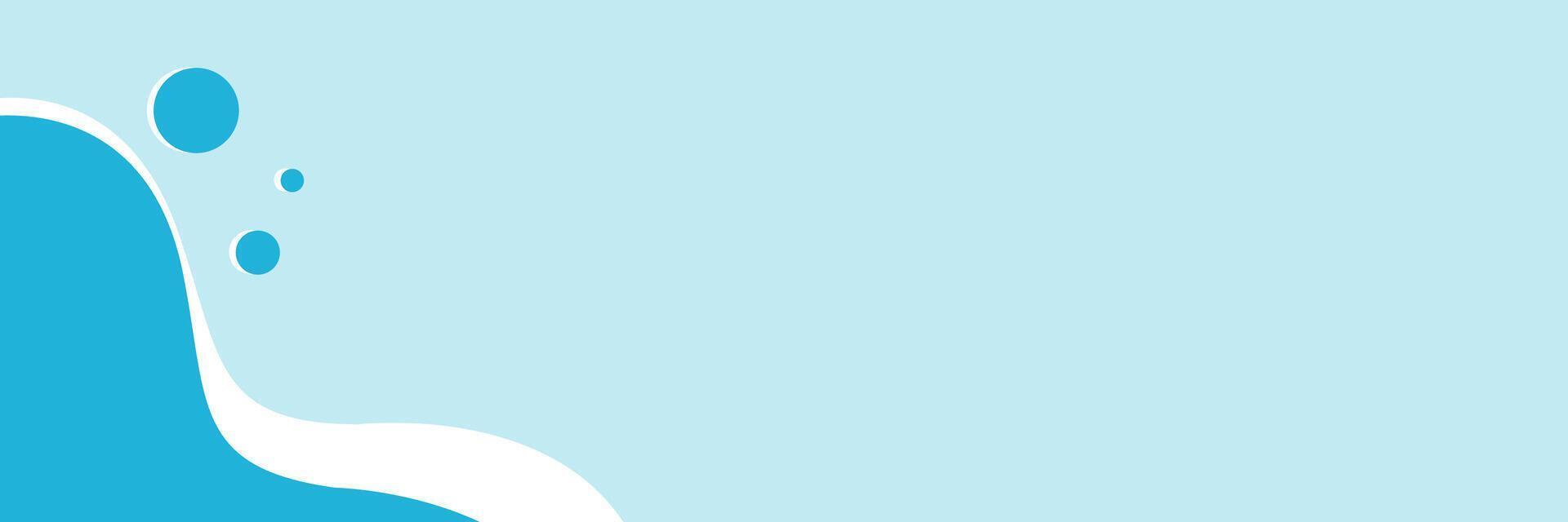 Blue abstract banner background with waves and bubbles vector