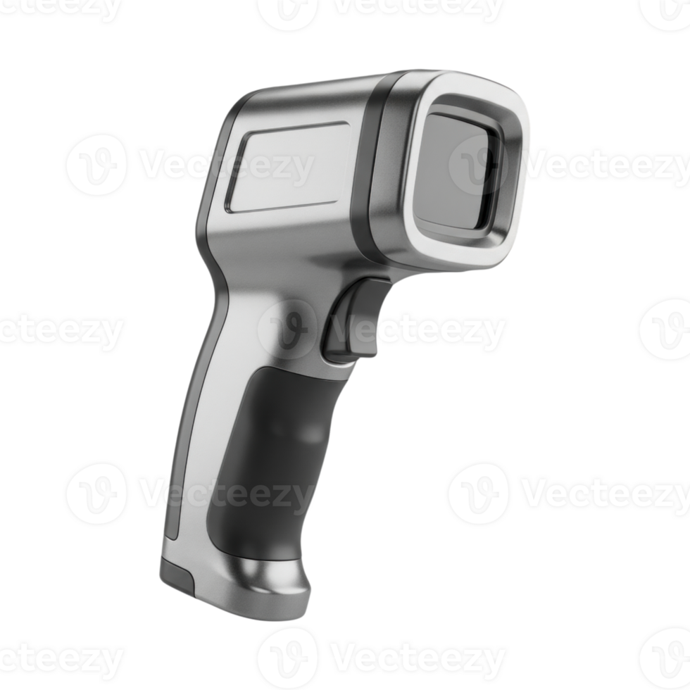 Metallic angular handheld infrared thermometer 3D png