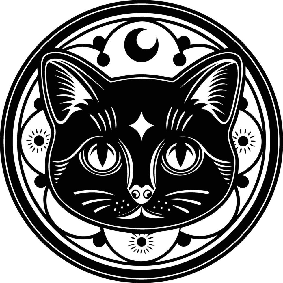 Black Cat Mandala Design vector