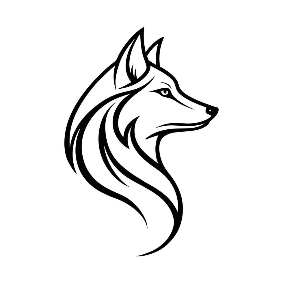 Wolf line art logo design vector