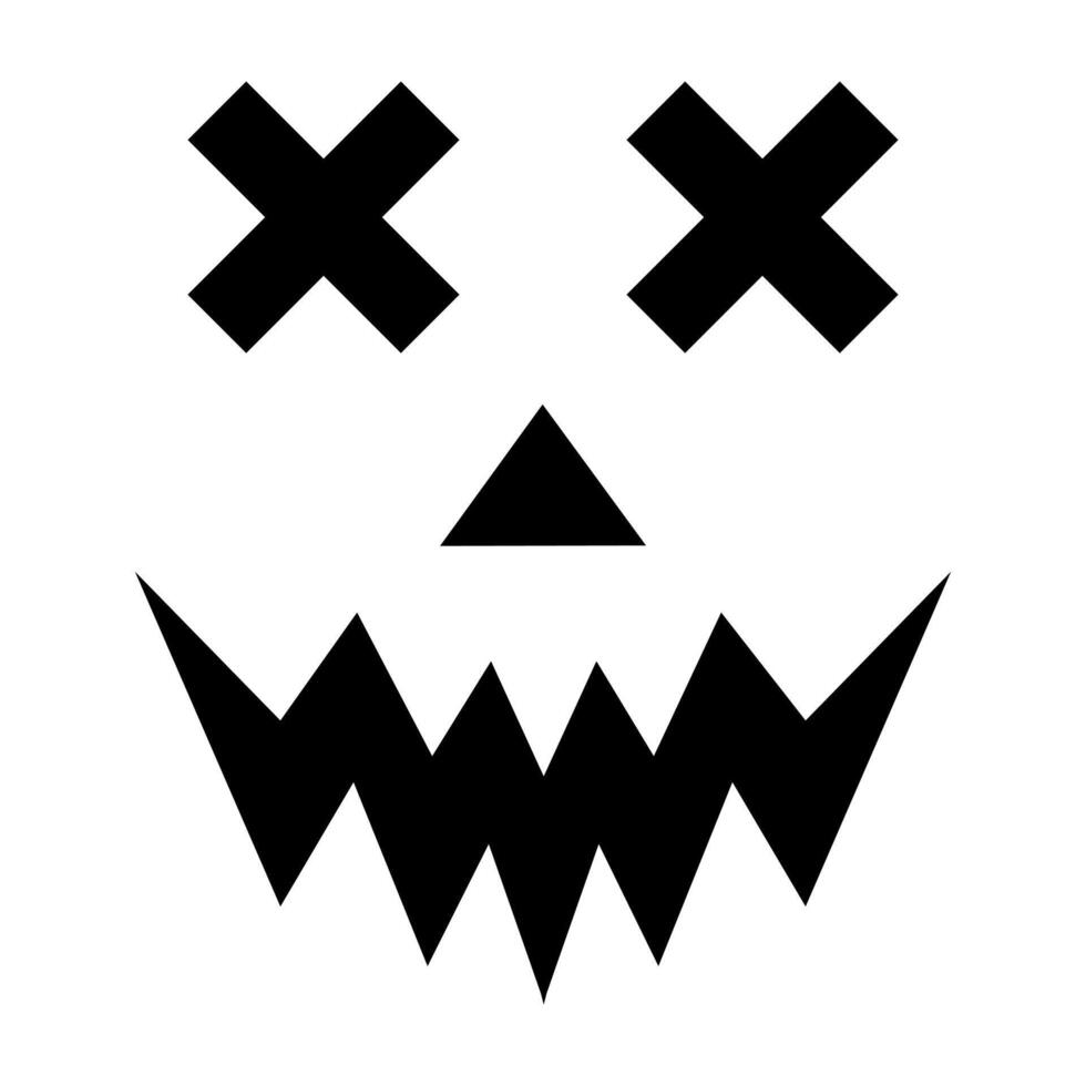 Bold Jack o lantern face with sharp triangular eyes and a zigzag mouth, perfect for Halloween decorations, pumpkin carving templates, and spooky seasonal designs vector