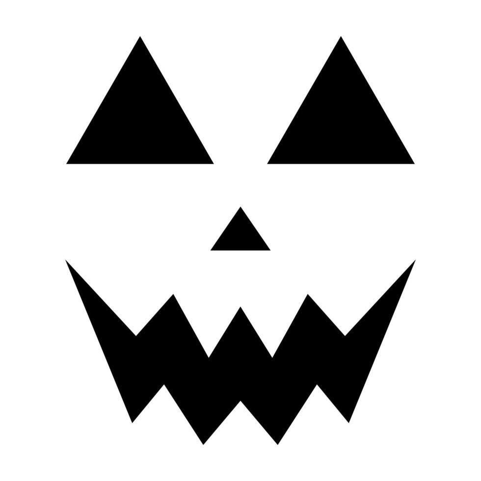 Bold Jack o lantern face with sharp triangular eyes and a zigzag mouth, perfect for Halloween decorations, pumpkin carving templates vector