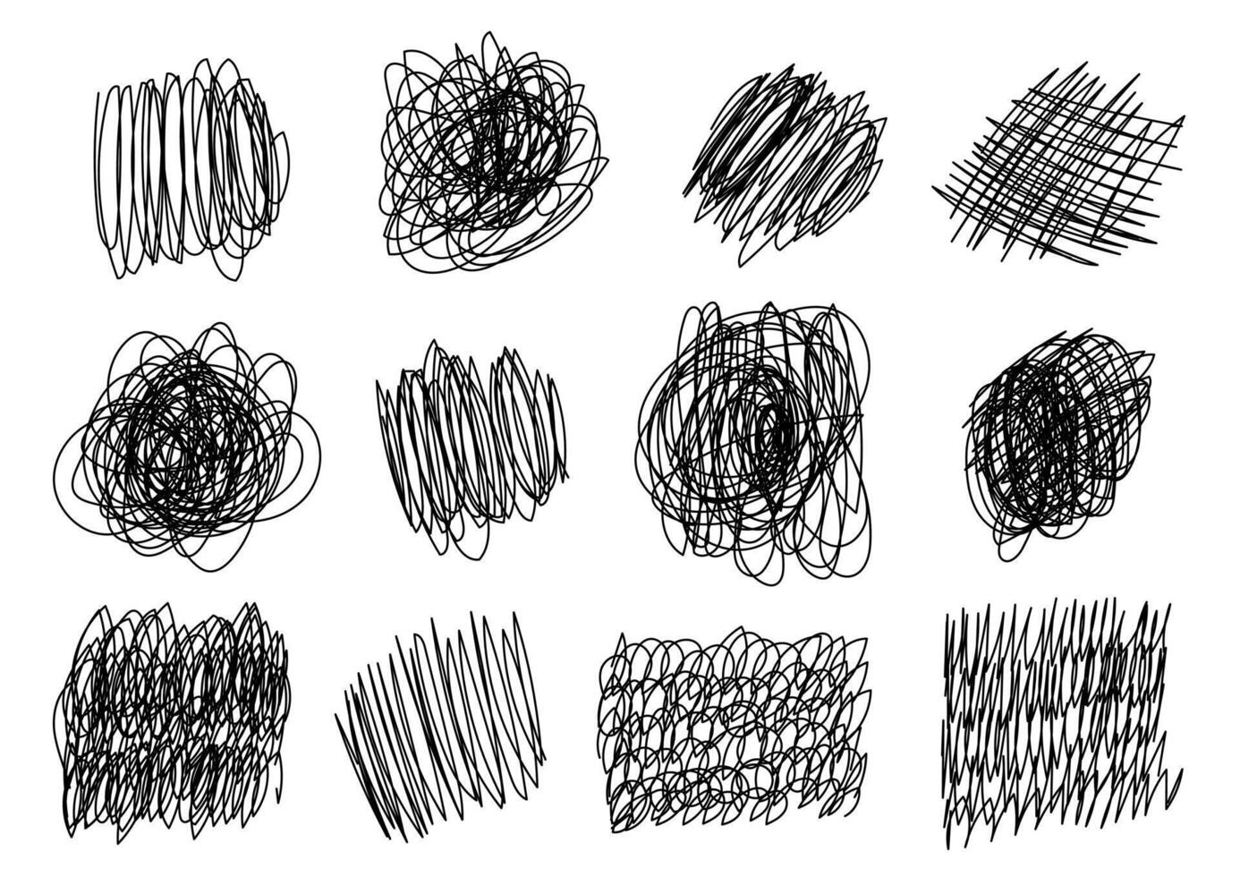 Set of hand drawn squiggles on a white background. Perfect for adding a whimsical touch to your designs, these unique and playful doodles are ideal for creative projects and graphic elements. vector