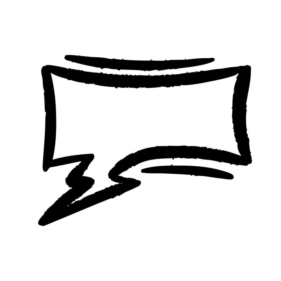 Grunge speech bubble frame with rough brush strokes. Black textured outline for messages, dialogue, or emphasis. Bold and expressive callout design, perfect for text highlights and communication eleme vector