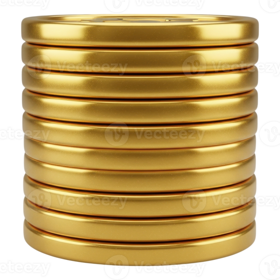 Glossy Stack of Gold Coins for Financial Success and Wealth Concepts png