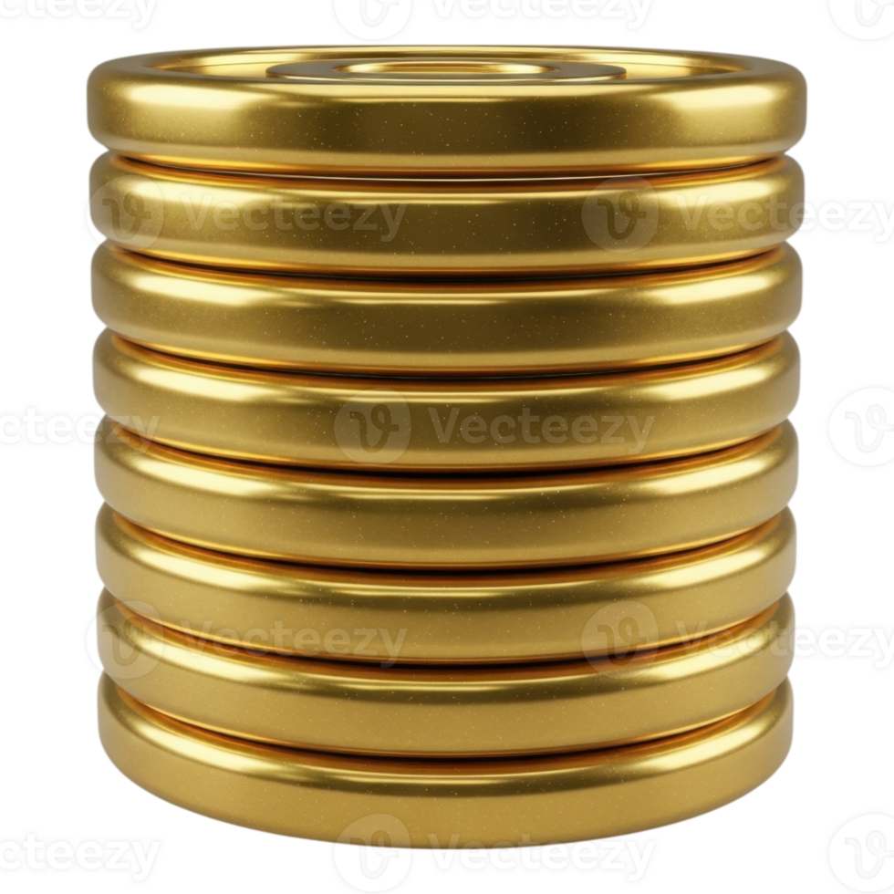 Tall Stack of Glossy Stylized Gold Coins for Financial and Wealth Concepts png