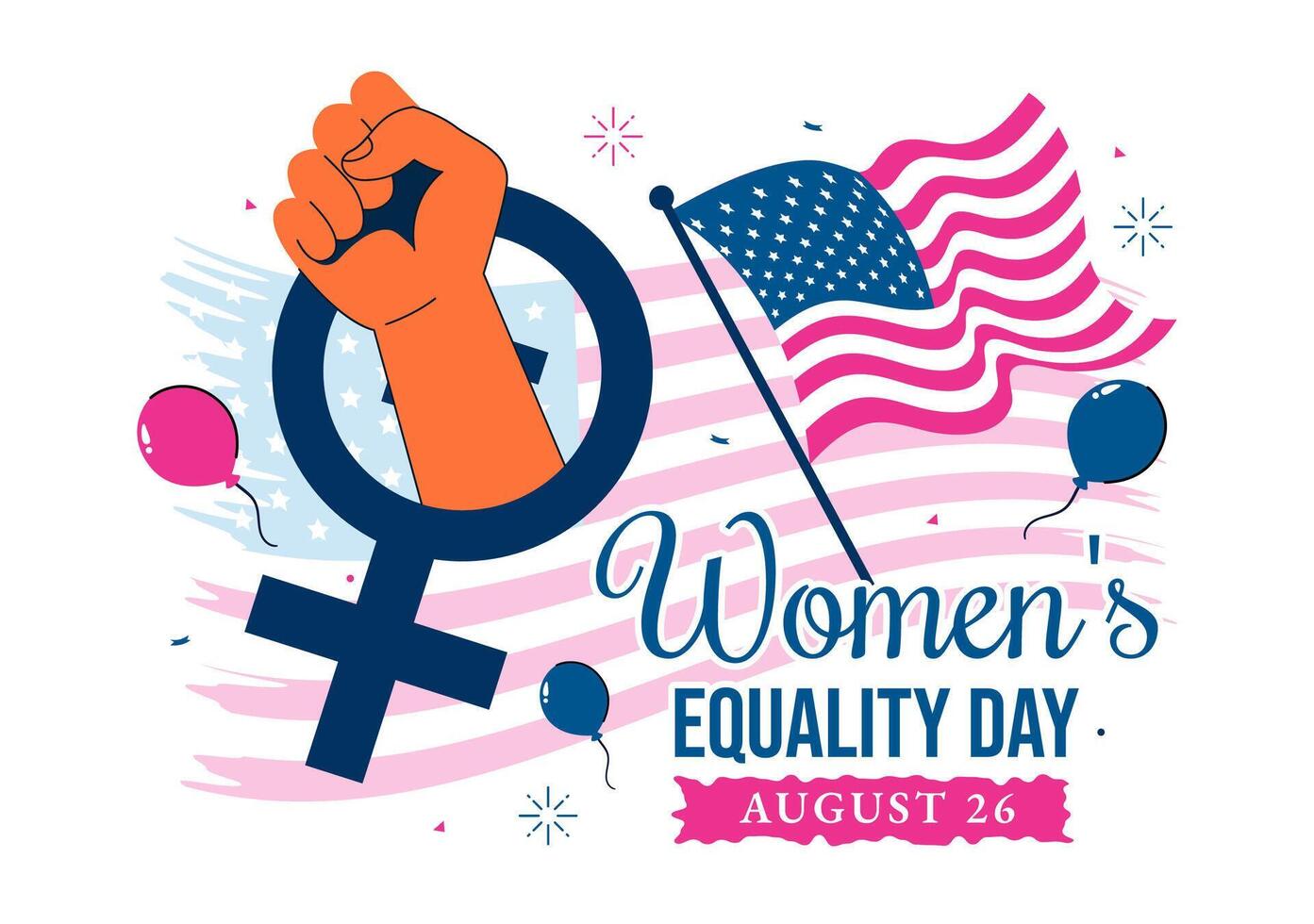 USA Women's Equality Day Poster with Historic Movement and National Flag Design vector