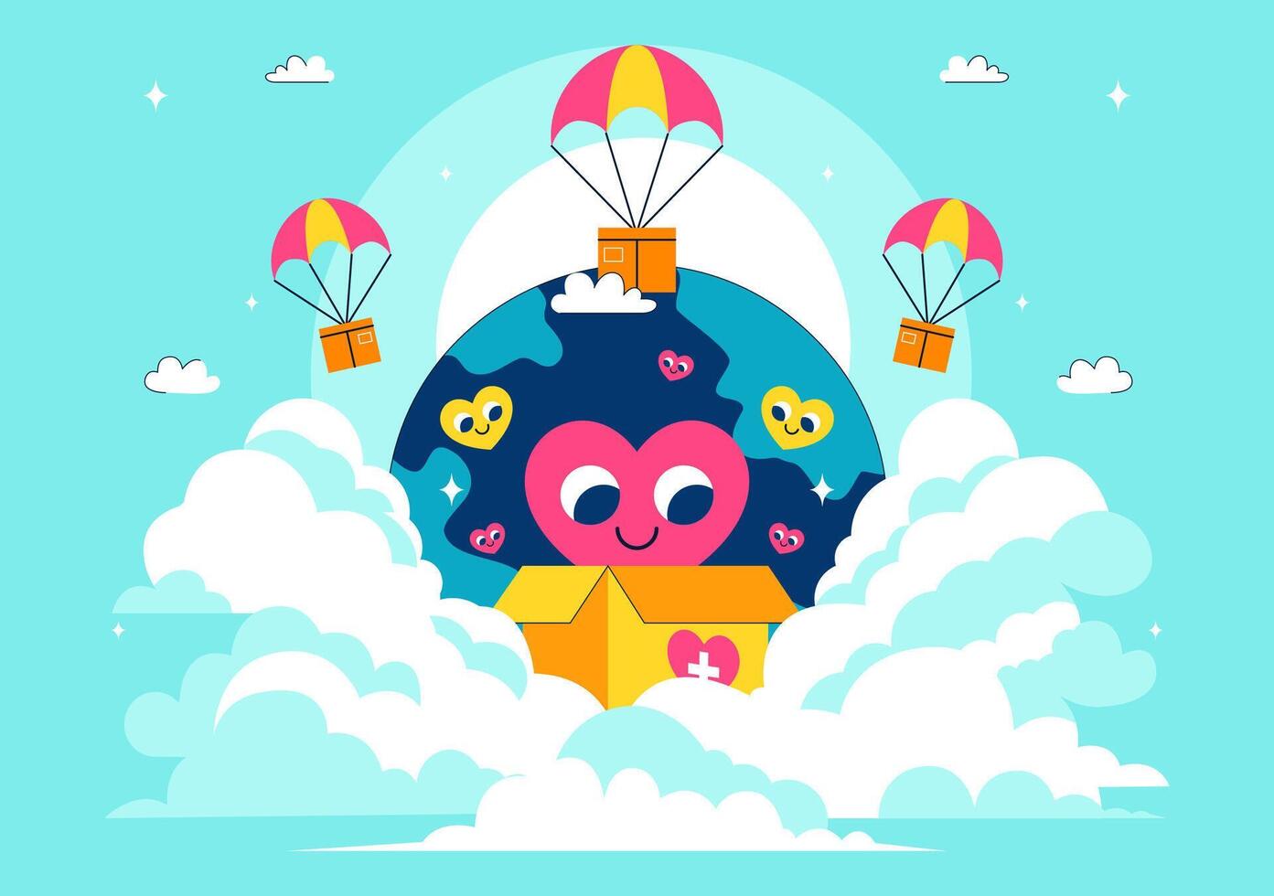 Flat Style of Humanitarian Aid, Community Support, and Donation Drive for World Humanitarian Day vector