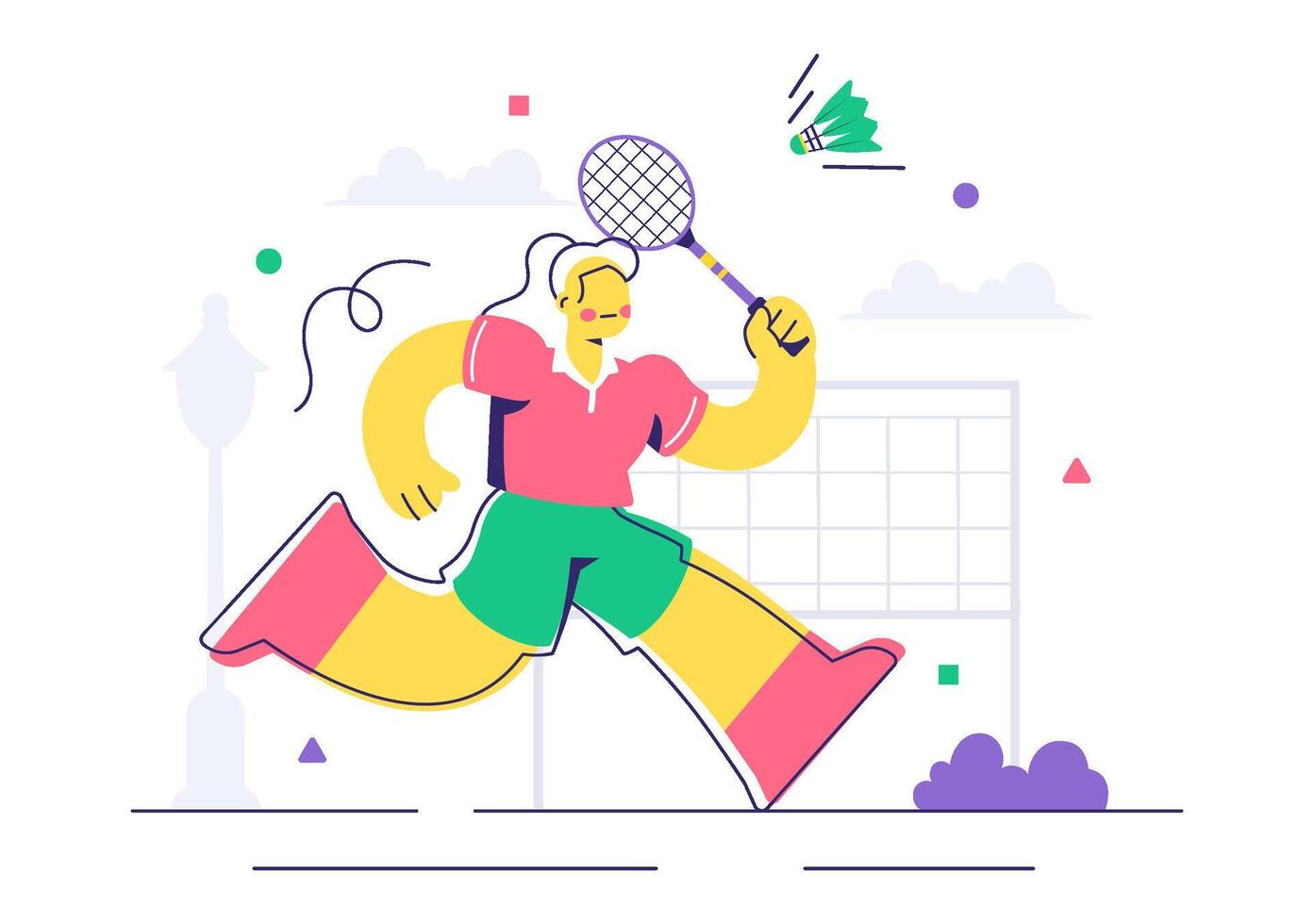 Badminton Sport Illustration Featuring Athlete Competing in a Fun Game vector