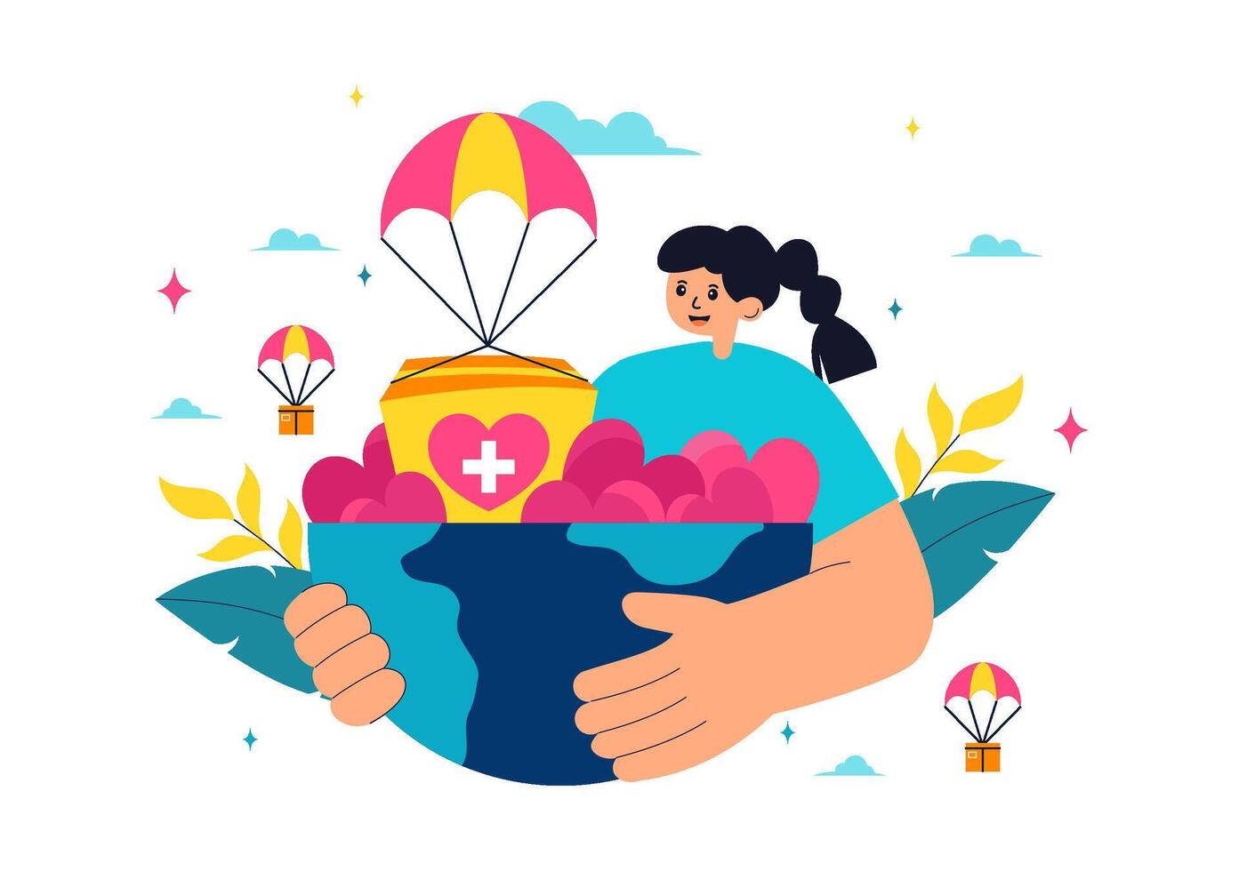 Illustration of Volunteer Workers Celebrating World Humanitarian Day vector
