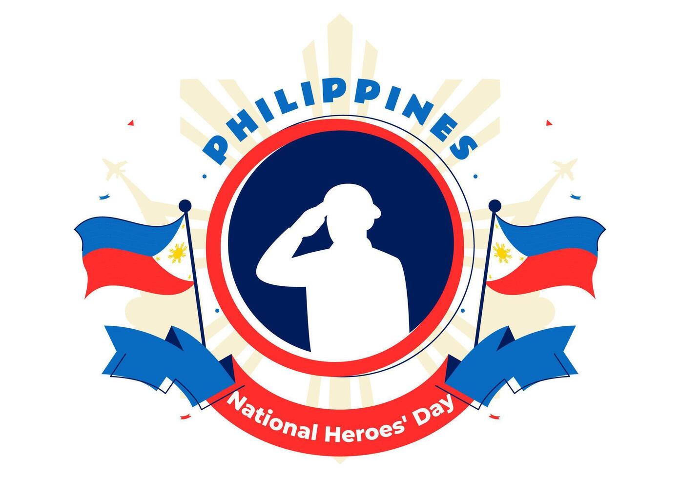 Commemorative Illustration of Philippines Heroes Day with National Holiday Symbols vector
