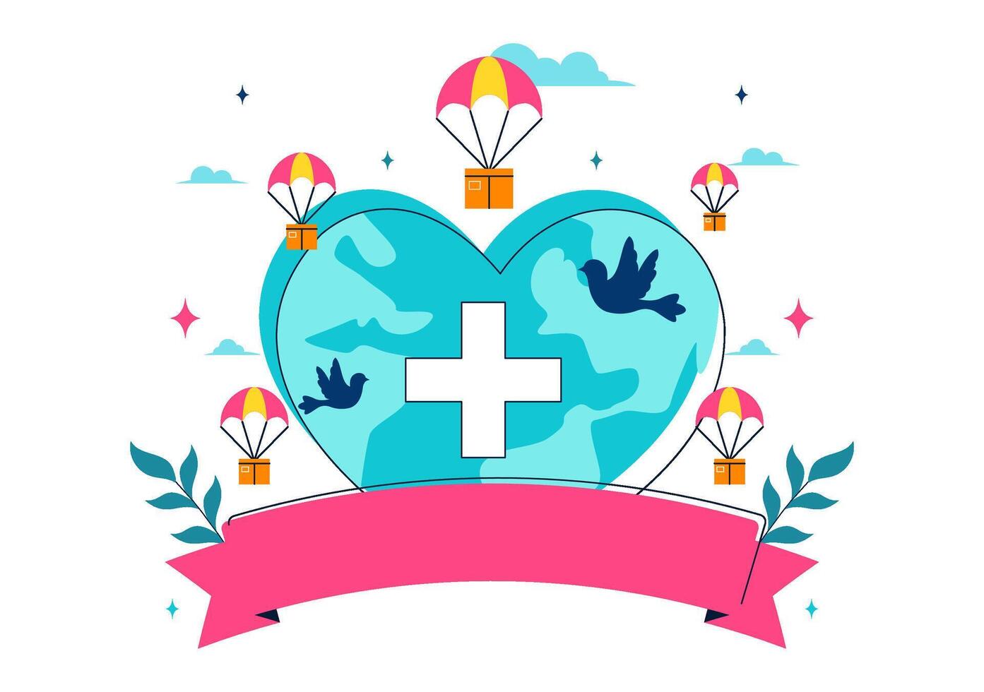 Flat Cartoon Design of Charity Events and Global Humanitarian Movement vector