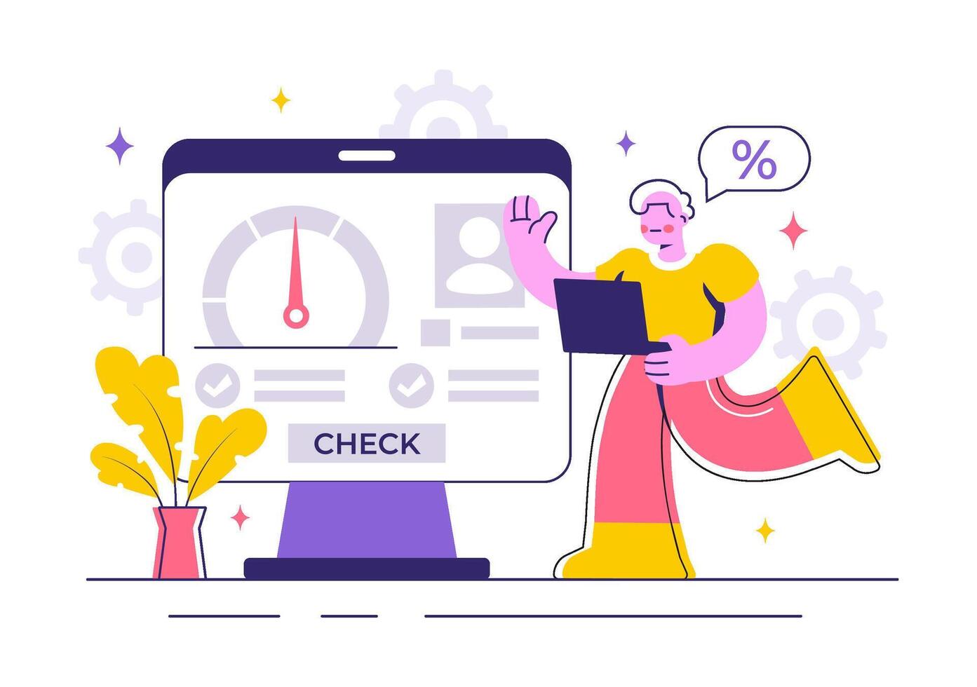 Design of Credit Score Evaluation Gauge from Low to High vector