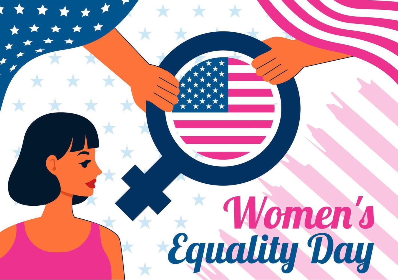 Graphic Honoring Women's Equality Day in America with Feminist Icons and Patriotism vector