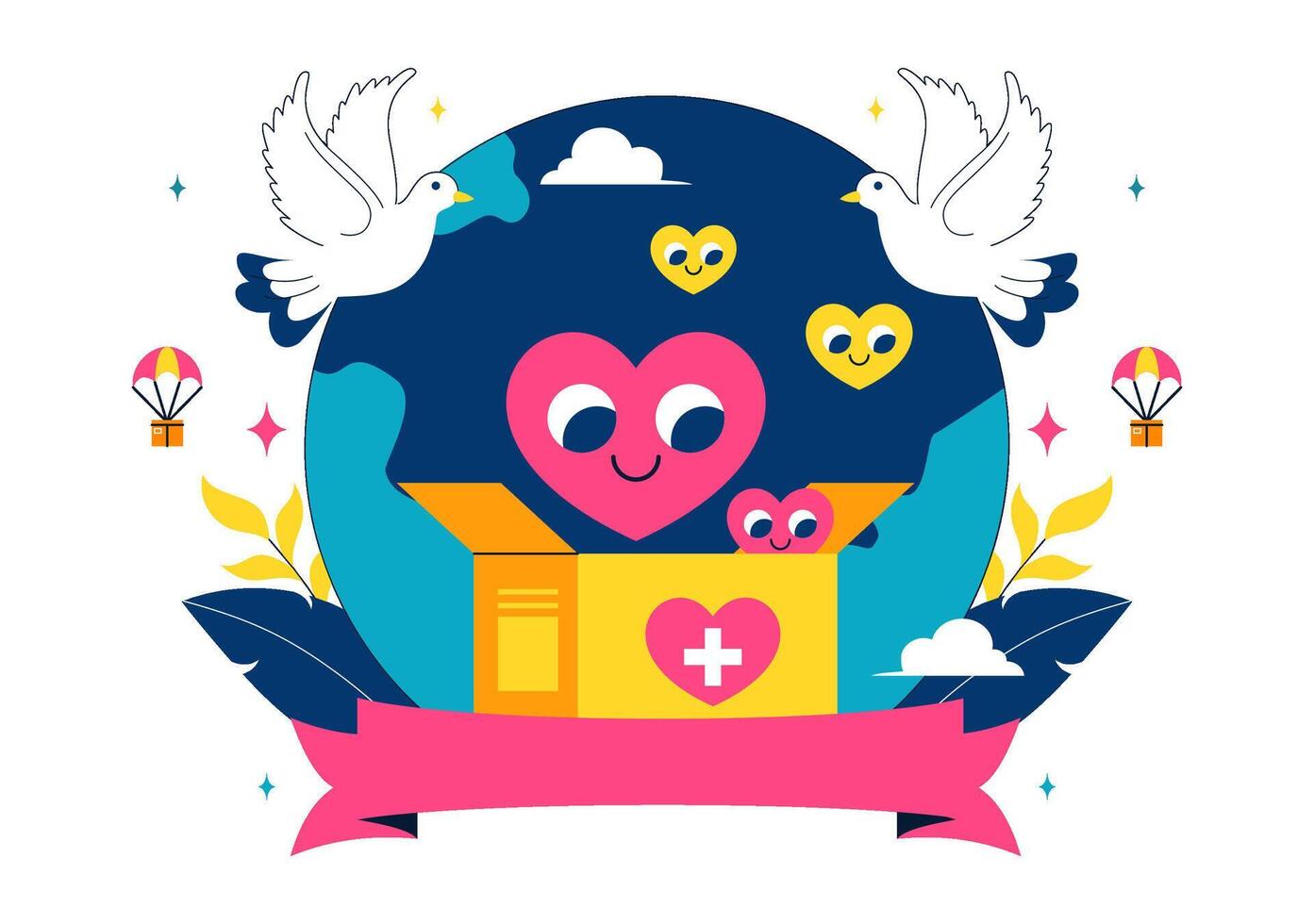 International Humanitarian Day Design Featuring Helping Hands and Volunteering Symbols vector