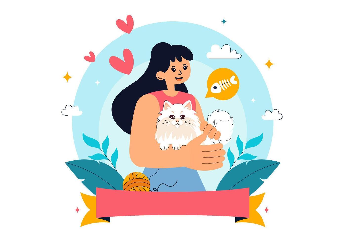 Animal Love Illustration for International Cat Day on August 8 with Cats vector