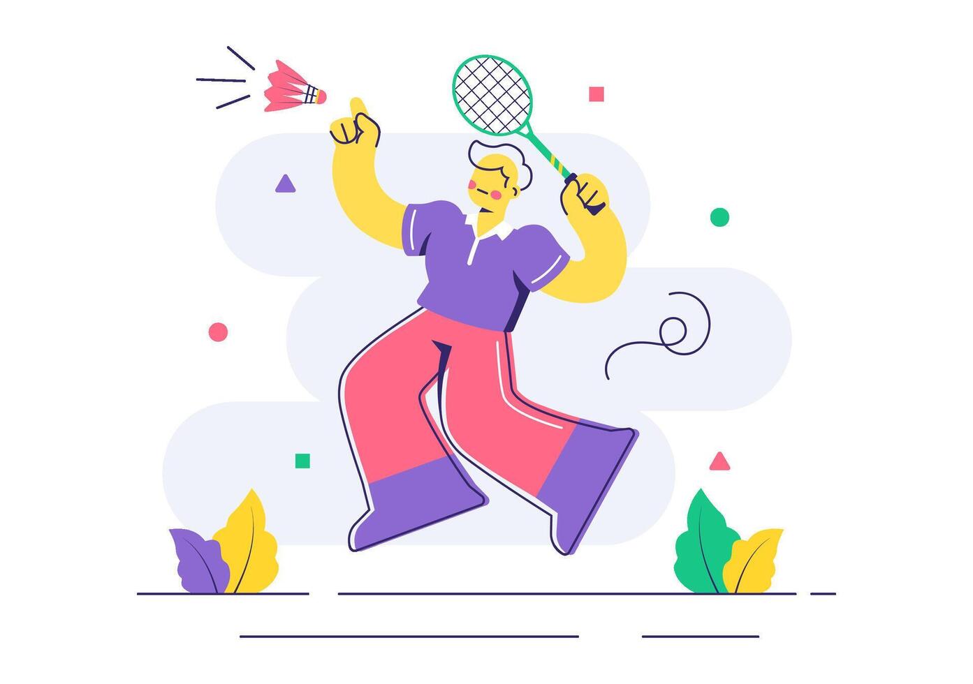 Art of Badminton Player Performing Smash with Racket in Hand vector