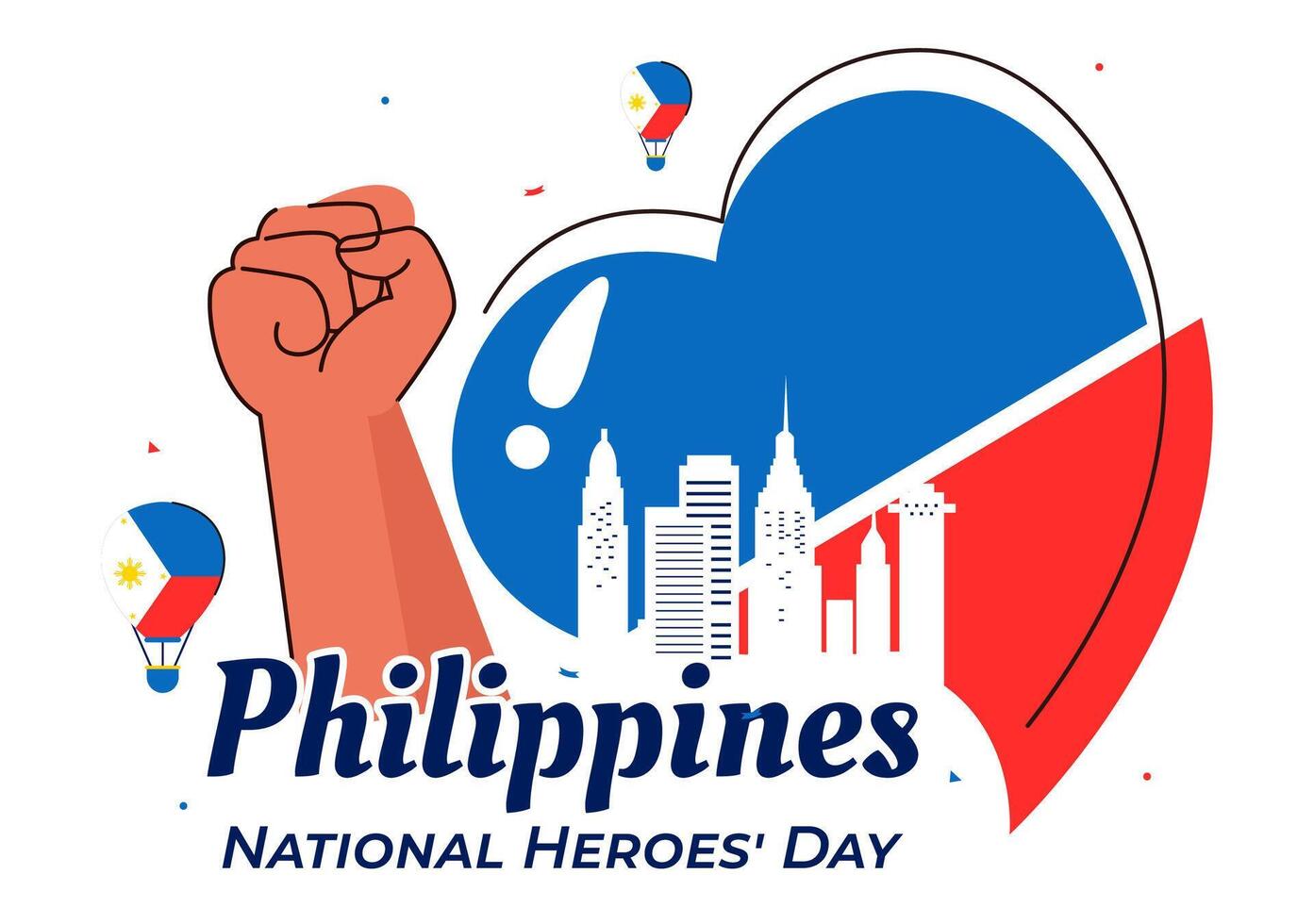 Illustration Honoring Filipino Heroes with Ribbon and Flag on National Celebration Day vector