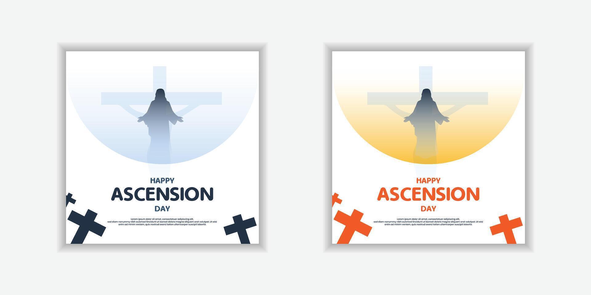 Set Happy Ascension Day. Ascension Day creative poster, banner, social media post, postcard, background, template, backdrop, greetings card, web banner, cover design vector