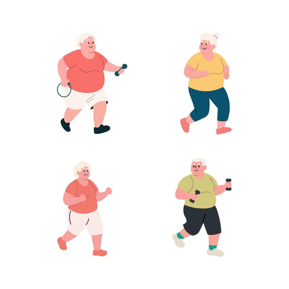 Active Seniors Engaging in Various Exercise Activities vector