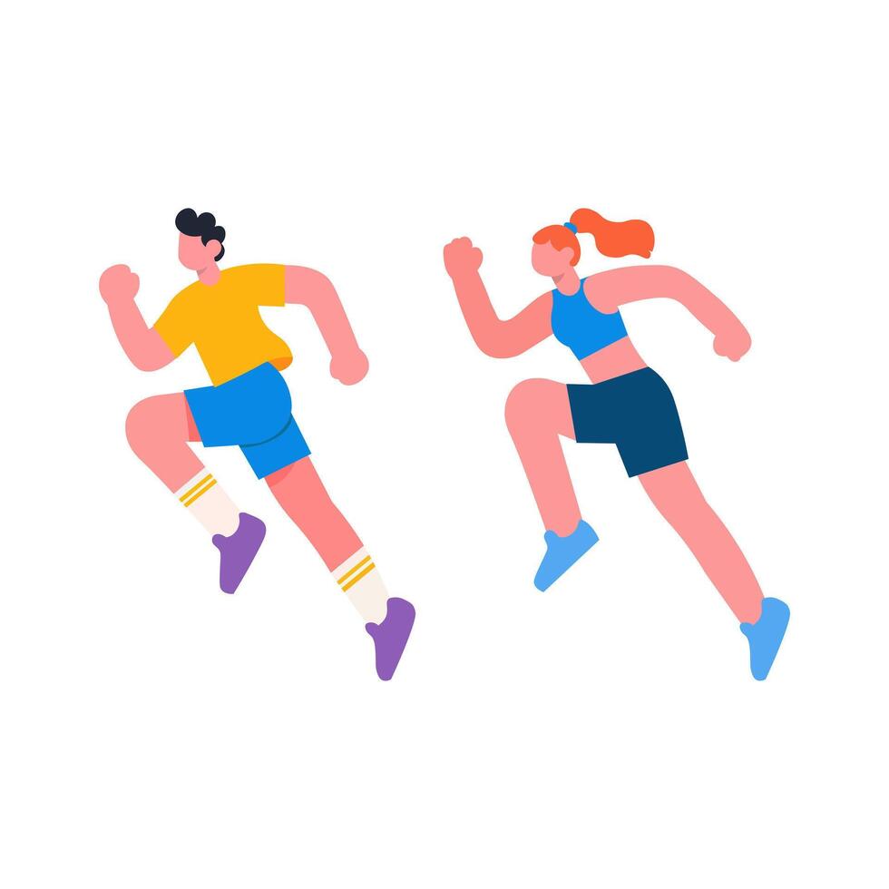 Active Man and Woman Running in Sporty Attire vector
