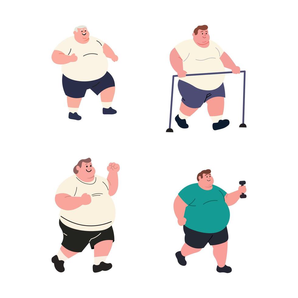 Illustration of a lifestyle image of a big person exercising vector