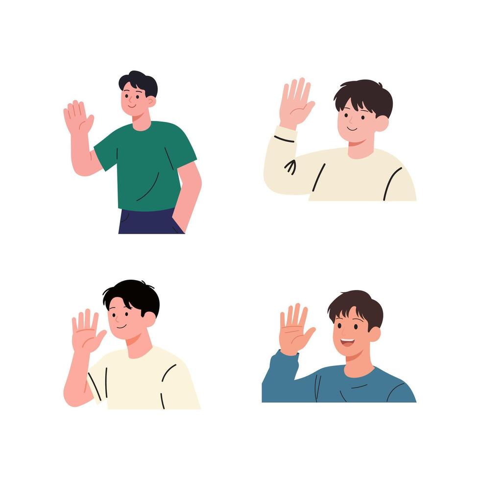 Illustration of a Man Waving Hand vector