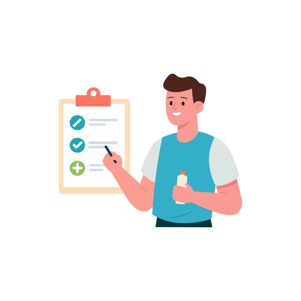 Smiling Person Explaining a Checklist vector