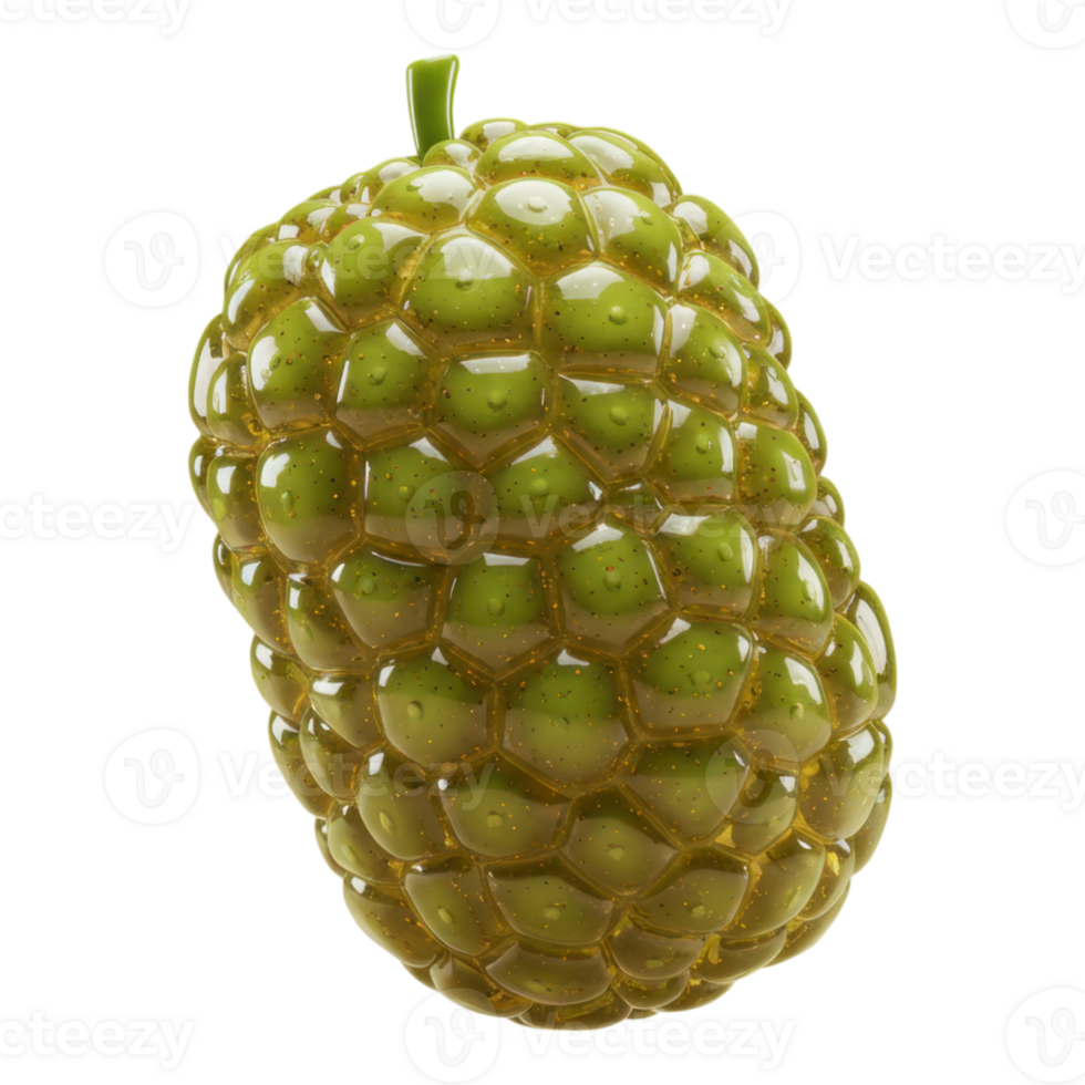 Vibrant Green Noni Fruit 3D Render with Textured Surface for Health and Wellness Concepts png