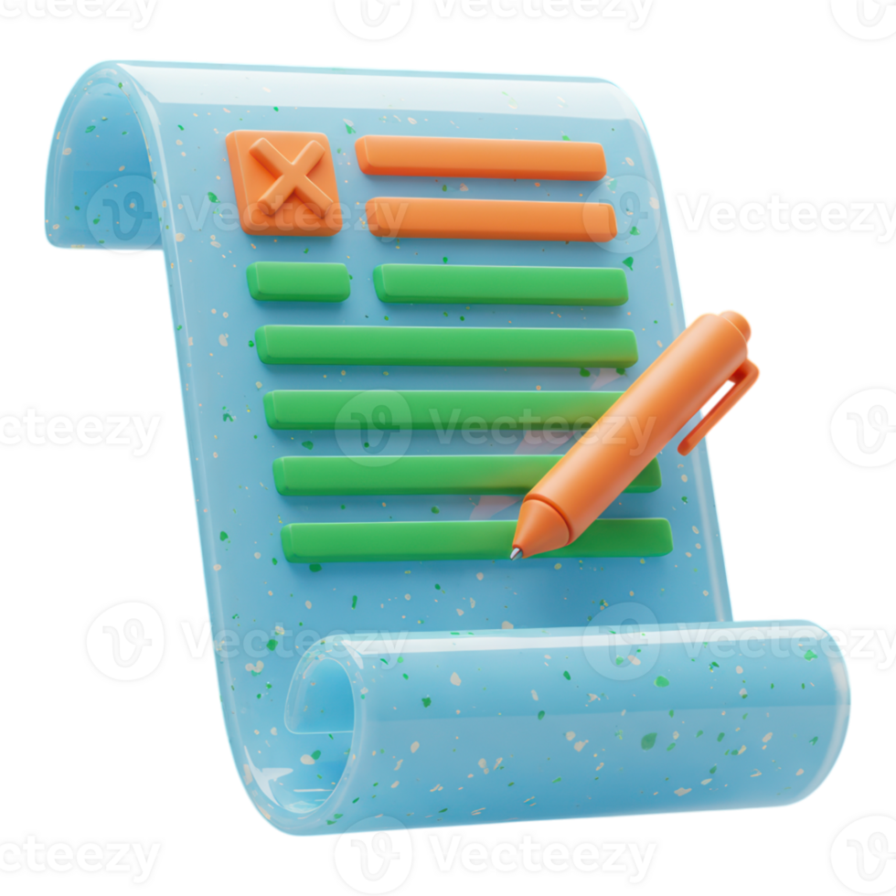 3D Document Scroll Pen Transparent Background png