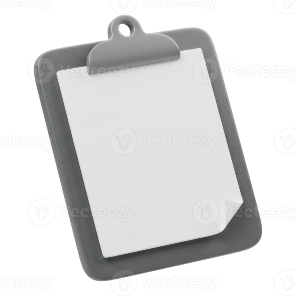3D Clipboard Blank Paper Transparent png