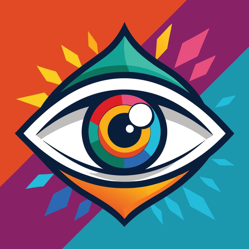 A eye is set within a geometric design icon vector