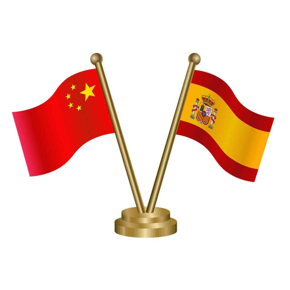 China and Spain table flag. vector