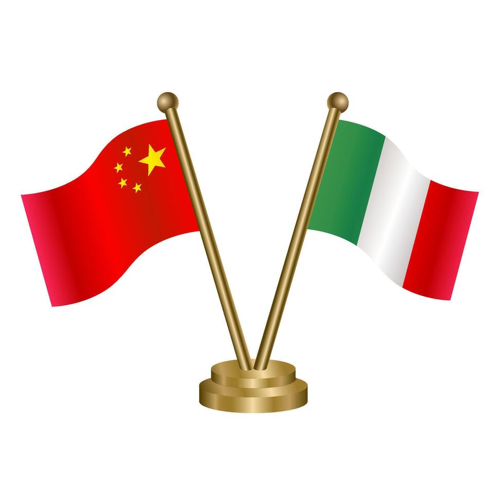 China and Italy table flag. vector