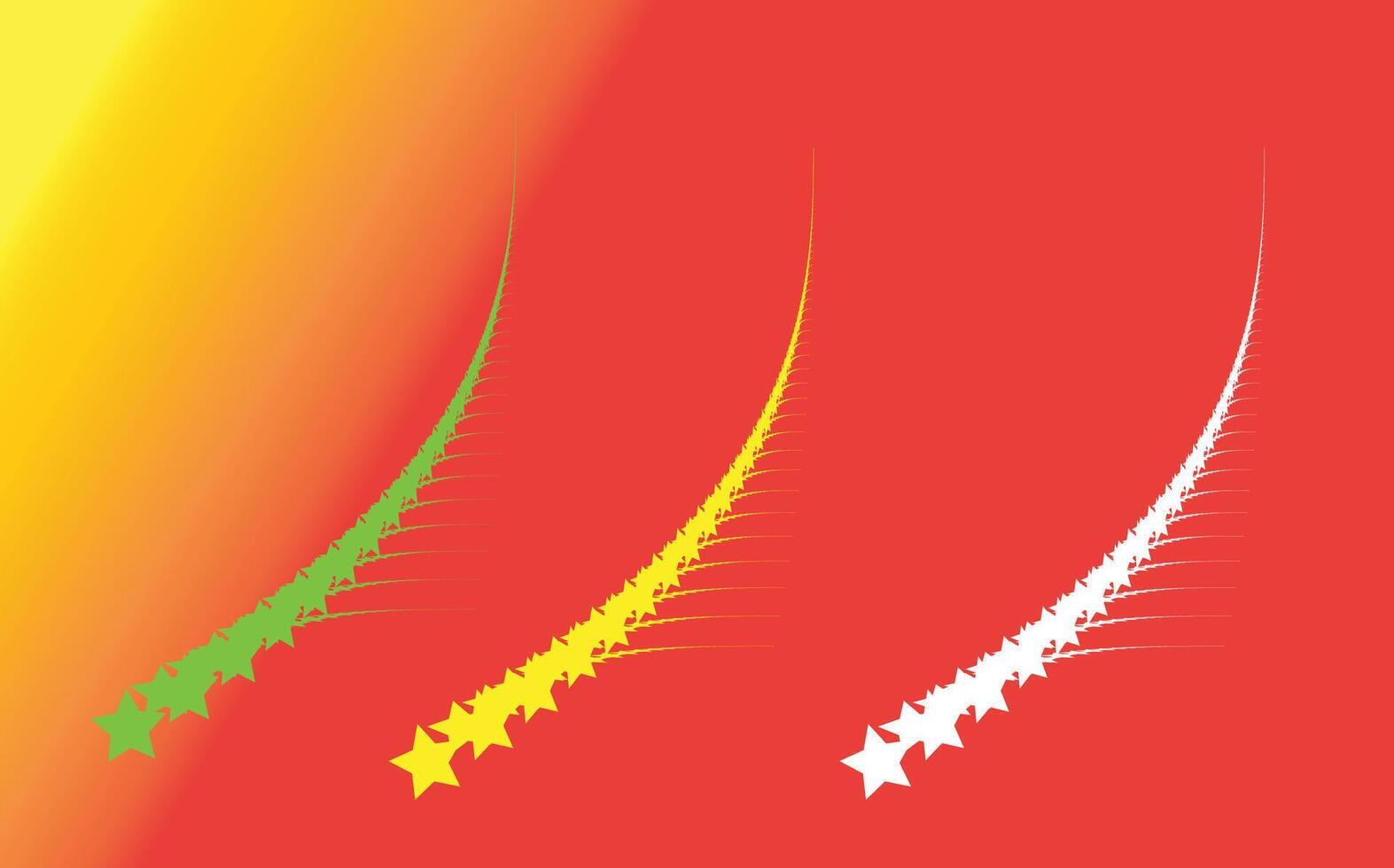 Colorful star comet trails with motion swirl effect on vibrant gradient red background vector