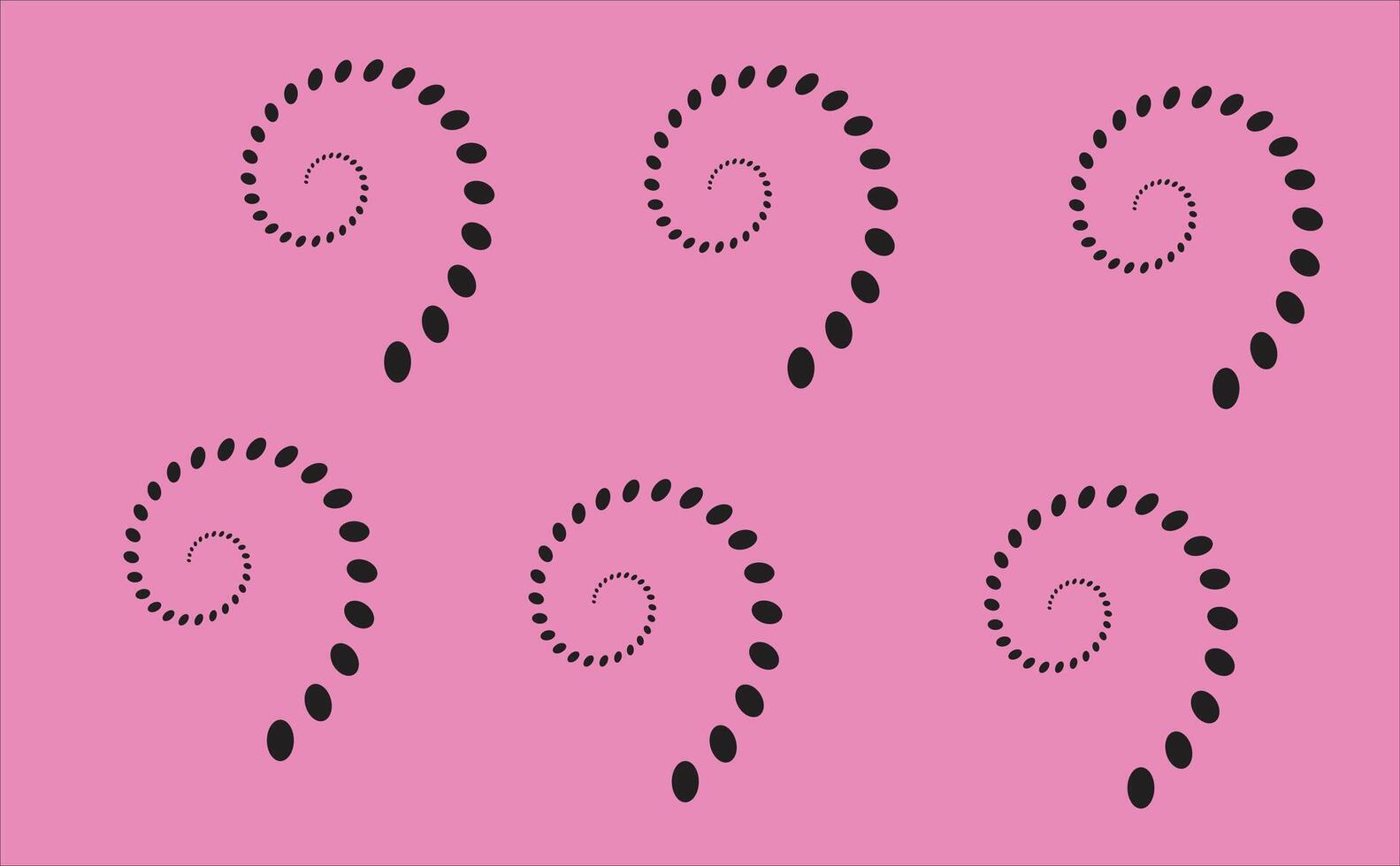 Minimal dotted spiral design elements in repeating pattern with pink background vector