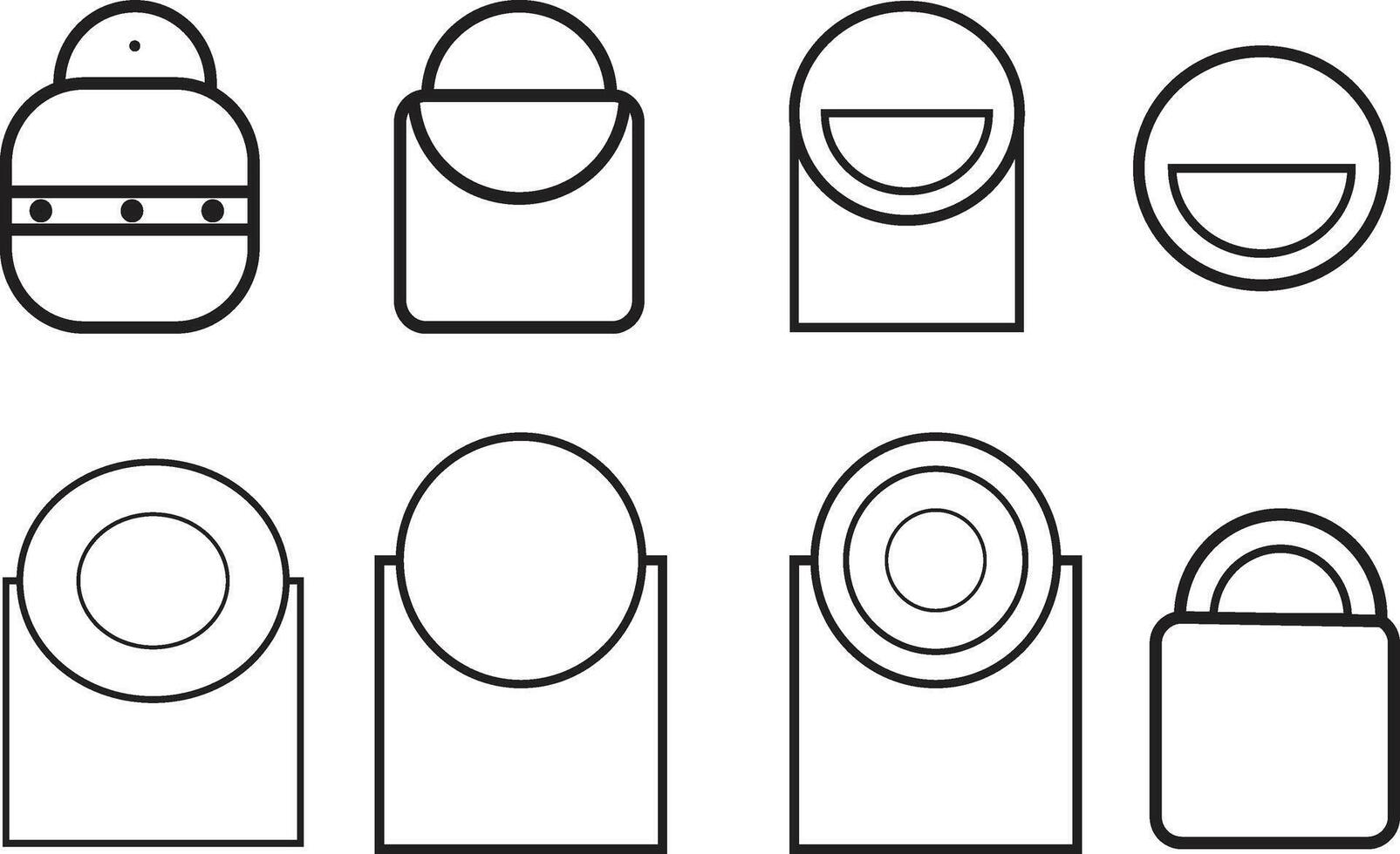 Outline of reusable water bottles and thermos designs for eco and lifestyle concepts vector