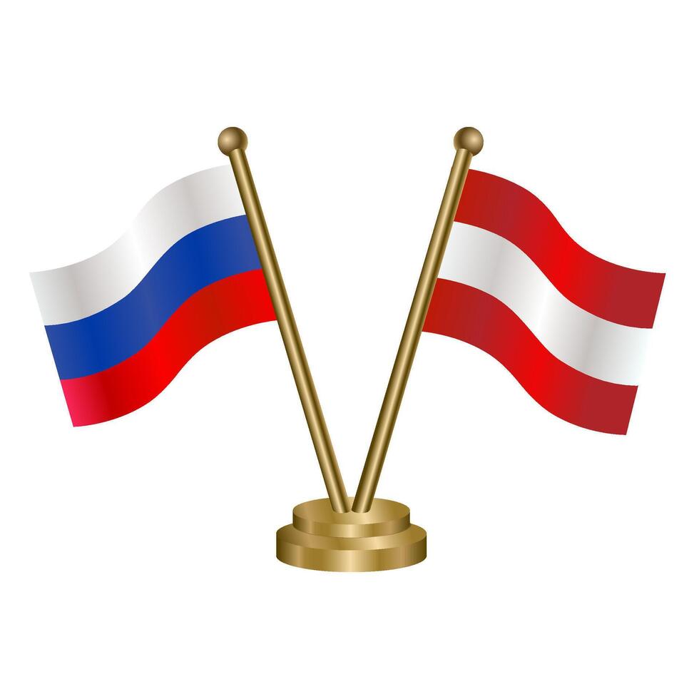 Russian and Austria table flag. vector