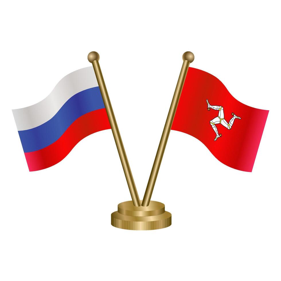 Russian and Isle of Man table flag vector