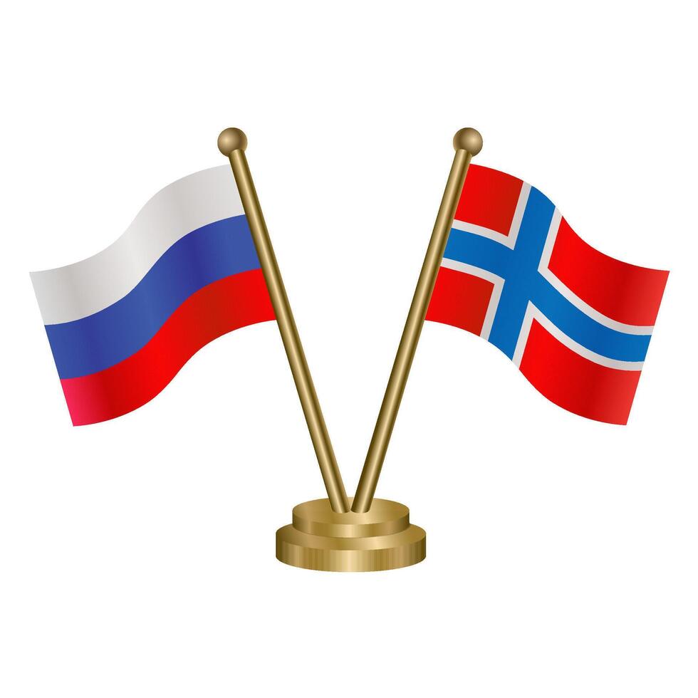 Russian and Norway table flag vector