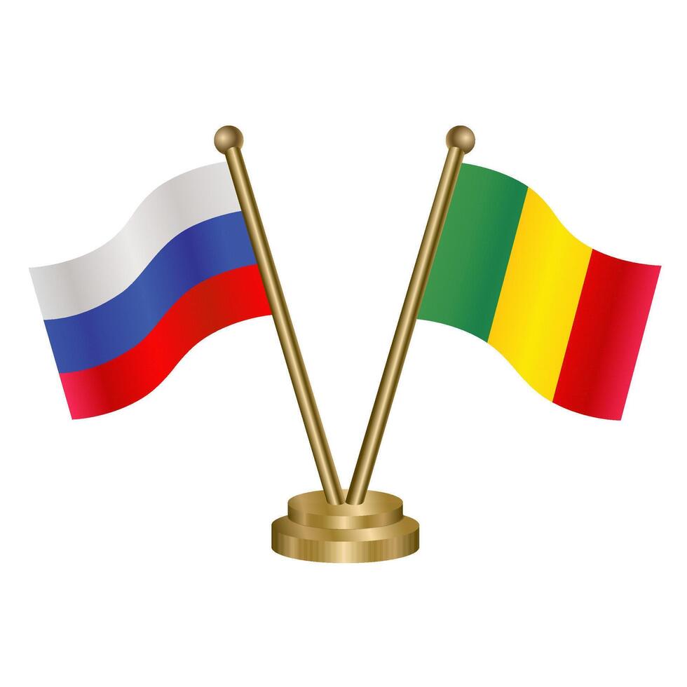 Russian and Mali table flag vector