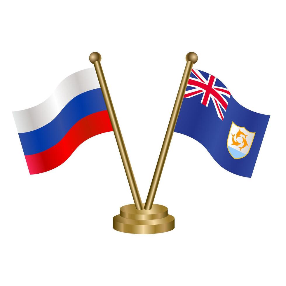 Russian and Anguilla table flag. vector