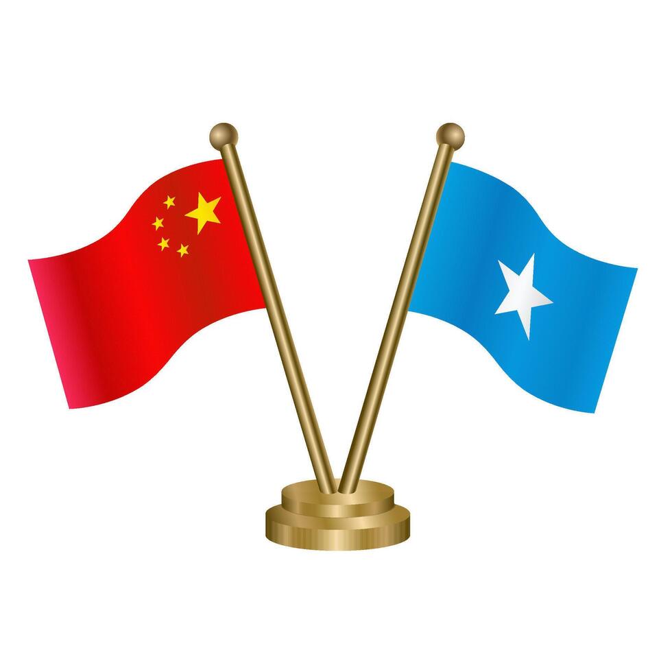 China and Somalia table flag. vector
