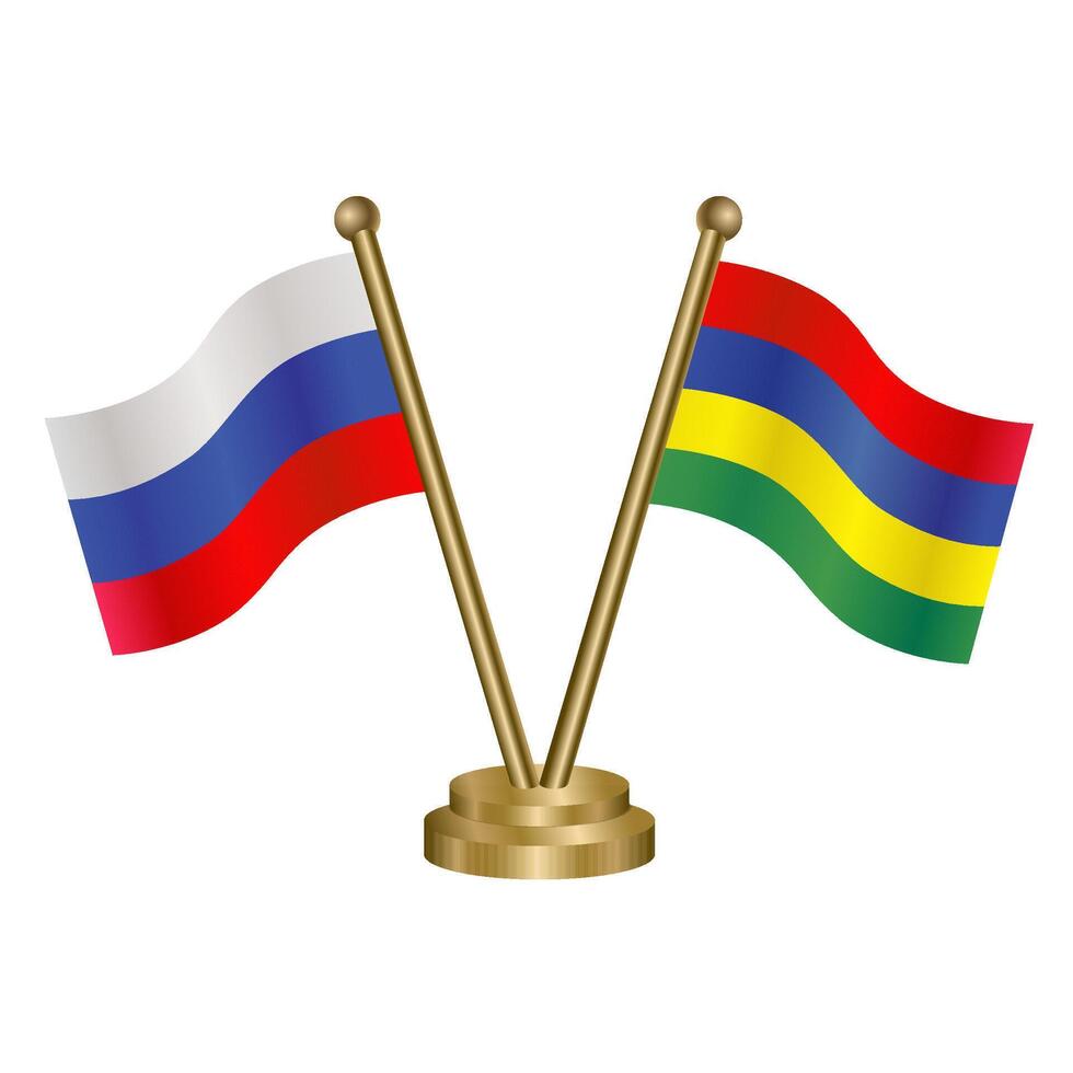 Russian and Mauritius table flag vector