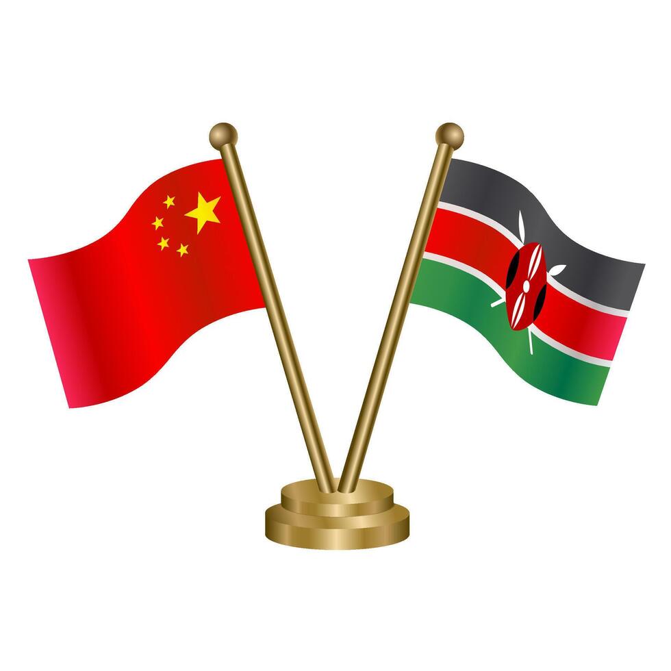 China and Kenya table flag. vector