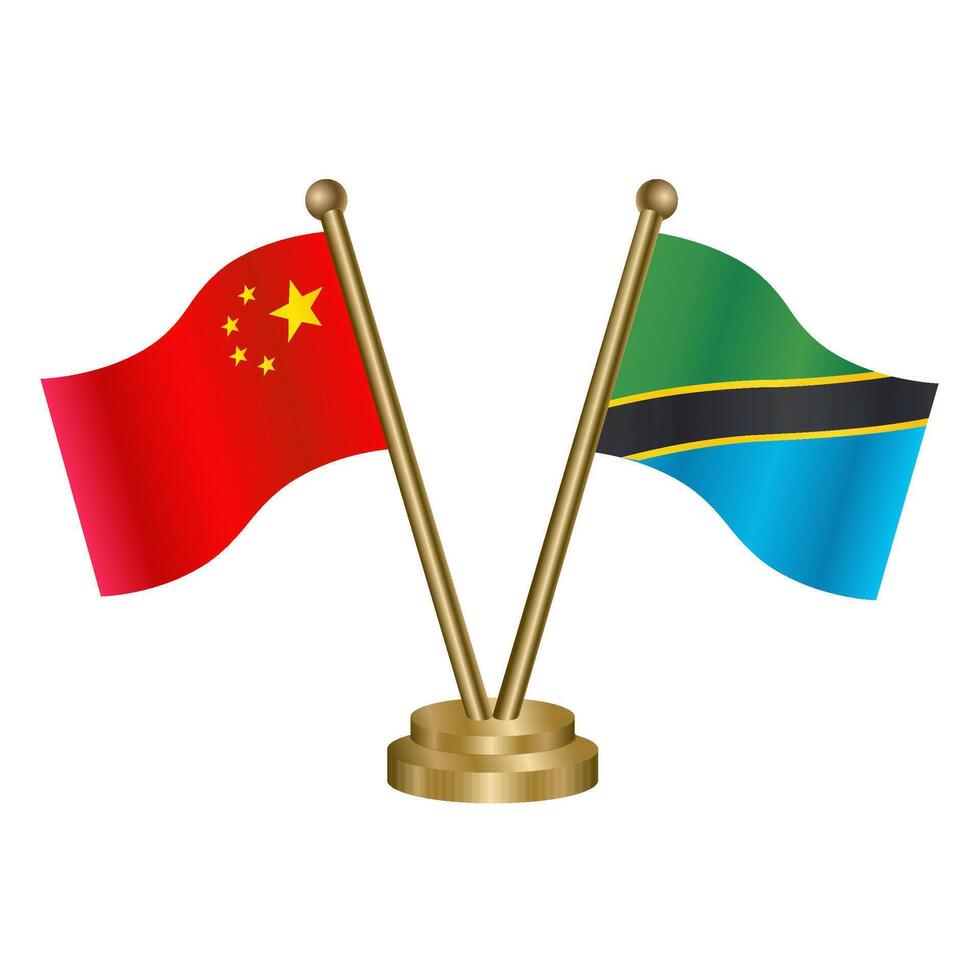 China andTanzania table flag. vector