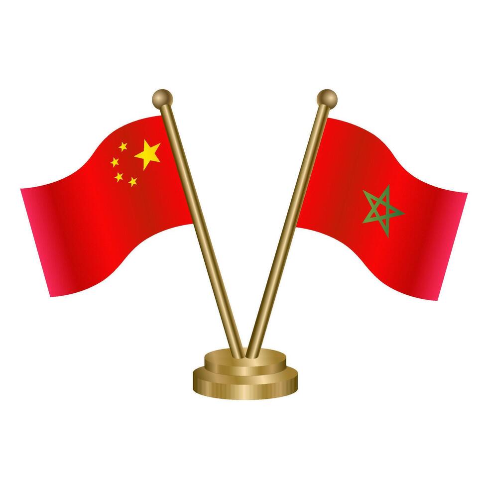 China and Morocco table flag. vector